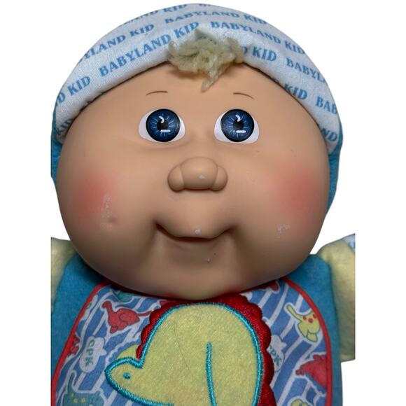 Cabbage Patch Kids Baby Land Boy Rattle Doll Blonde Blue Eyes 1988 Lovey Plush - Picture 2 of 10